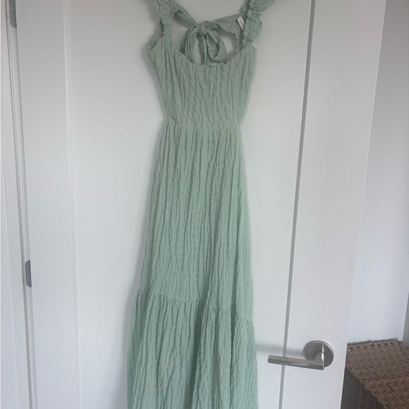 Dreamiest Darling Mint Smocked Tie Back Tiered Midi Dress - Picture 5 of 6